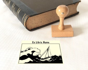 Ex Libris Stamp Storm, Bookplate Stamp, Literary Gifts for Readers