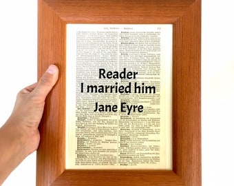 Jane Eyre Art Print: Antique Dictionary Page, Book Lover Gift