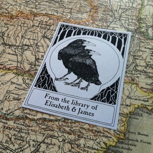 Placas de livro de casamento Ravens: etiquetas personalizadas Ex Libris