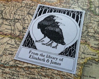 Bookplates Ravens Love Wedding Gift 25 Personalized Booklabels Ex Libris