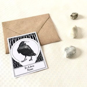 Ex Libris Raven, Literary Gifts for Writers, 25 Beautiful Custom Bookplates image 2