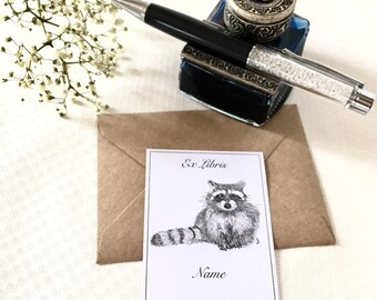 Ex Libris Lovely Literary Gifts for Readers, 50 Custom Racoon Exlibris, Nature Lover Gift