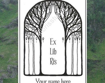 Ex Libris Sticker Art Nouveau Forest, 15 Personalized Exlibris, Literary Gifts, Beautiful Book Club Gifts