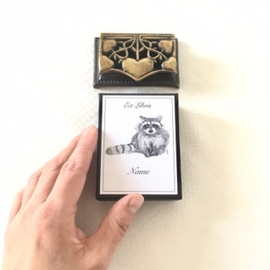 Racoon 25 Personalized Exlibris, Literary Gifts, Book Plate Stickers image 2