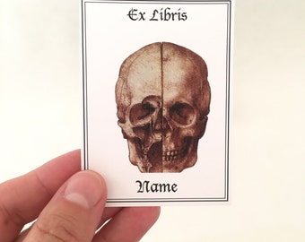 Set of 25 Ex Libris Sticker Skull, Literary Gifts, Medical Student Gift