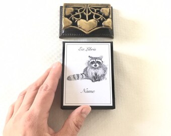 English Teacher Gift, Literary Gifts for Readers, 25 Beautiful Custom Bookplate Stickers Racoon