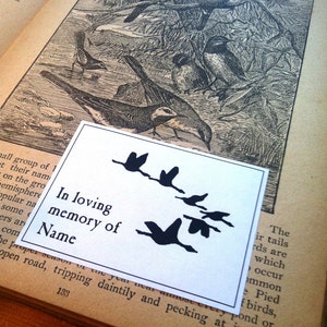 Bereavement Gifts, 50 Migration Birds Bookplates, In Memory of Exlibris