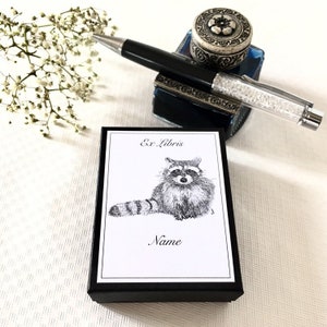 Bookplates Racoon 15 Adesivo Ex Libris personalizado, presentes Bookworm