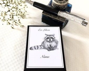 Bookplates Racoon 15 Personalized Ex Libris Sticker, Bookworm Gifts