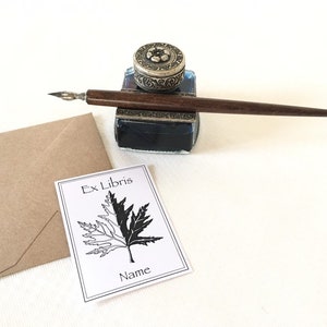 Ex Libris Sticker Maple Leaf, 25 Elegant Exlibris, Literary Gifts, Bookworm Gifts image 2