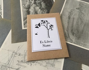 Beautiful Custom Bookplates Ginkgo Biloba Tree, 25 Custom Ex Libris, Literary Gifts for Readers, Booklover Gifts