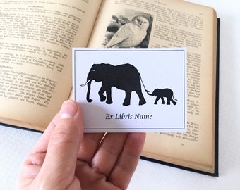 Ex Libris Lovely Literary Gifts for Readers, 50 Custom Elephant Exlibris, Nature Lover Gift