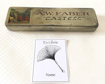 Ex Libris Sticker Ginkgoleaf, Librarian Gifts Set of 50 Personalized Exlibris Literary Gifts, Bookish Gifts