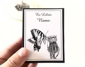 Ex Libris Butterfly on Thistle Bookish Gifts for Booklovers Set of 50 Bookplates