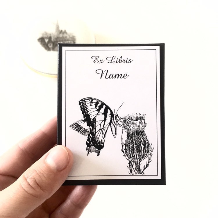 Ex Libris Butterfly on Thistle Bookish Gifts for Booklovers Set of 50 Bookplates