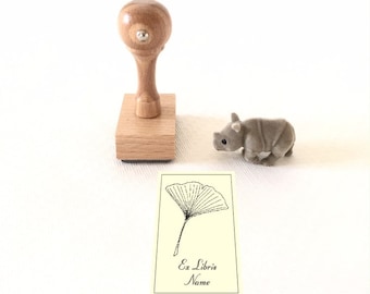 Personalisierter Ginkgo Blatt Ex Libris Stempel