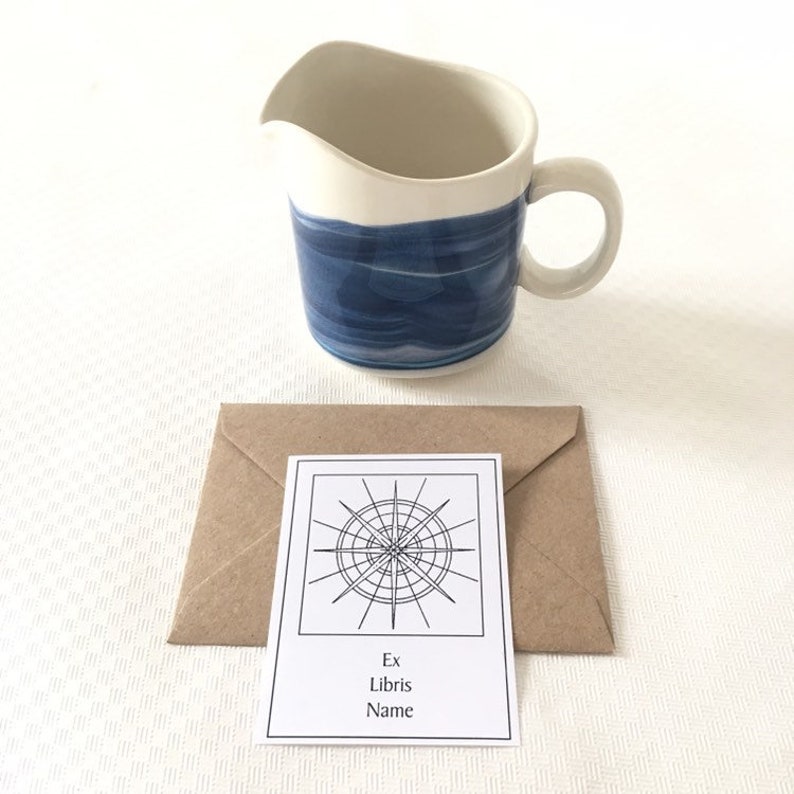 Sailing Gift, 15 pieces Ex Libris Compass Rose, Literary Gifts, Bookworm Gifts image 1
