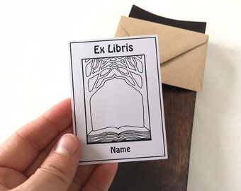 Ex Libris Sticker Book Tree Set of 15 Personalizes Exlibris, Literary Bookworm Gifts