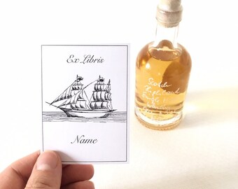 Ex Libris Sticker Ancient Sailing Yacht 25 Literary Gifts Exlibris, Sailing Gift, Beautiful Father in Law Gift