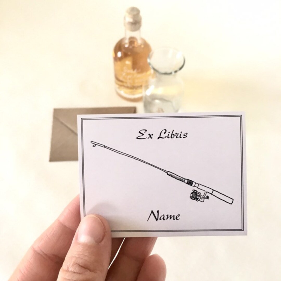 Fishing Rod Ex Libris Sticker: Personalized Bookworm Gift, Set of 50 - Etsy