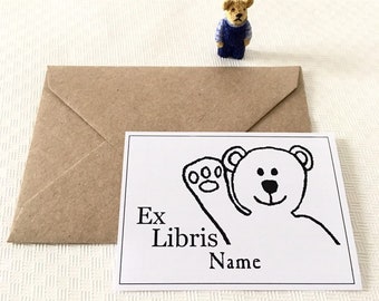 Ex Libris Lovely Little Bear, Literary Gifts, Set of 50 Sweet Childrens Bookplates