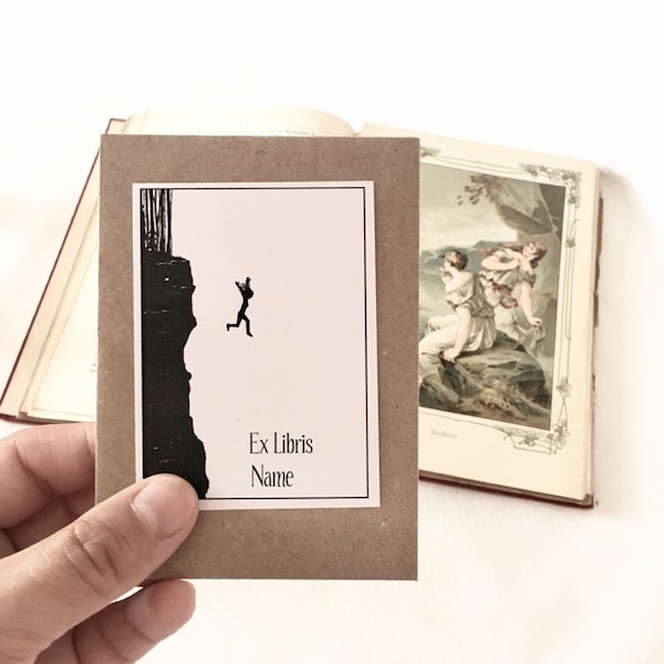 Ex Libris pegatina Cliff Dive, regalos de Bookish, regalo Wanderlust, conjunto de 25 cool Custom Bookplates