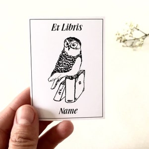 Ex Libris Book Owl 25 Custom Bookplates, Literary Gifts for Readers image 1