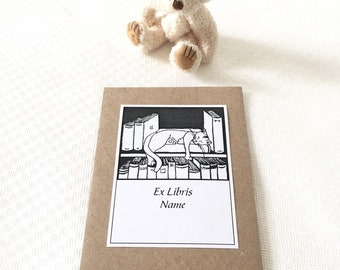 Exlibris Cat Nap on the Bookshelf, 50 Pieces Cute Personalized Literary Gifts, Librarian Gifts