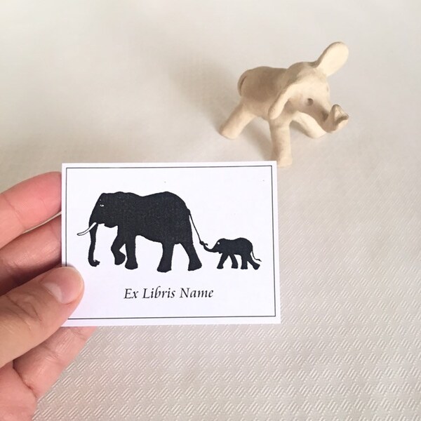 Ex Libris Sticker 25 Cute Mom and Baby Elephant Exlibris, Literary Gifts, Bookworm Gifts