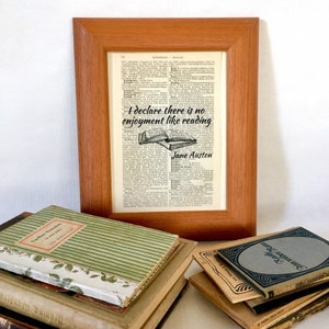 Jane Austen Art Print: Book Lover Gift, Antique Dictionary Page