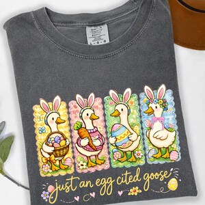 Just An Egg-cited Goose Shirt, Easter Gift, Silly Goose Shirt, Easter Eggs Tee, Spring Easter Shirt, Easter Goose Lover Gift