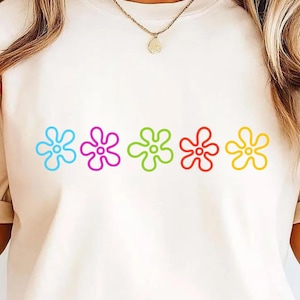 Sponge Bob Flowers Shirt | Funny Cartoon T-Shirt | Sponge Bob Fan Gift | 90s Nostalgia Tshirt | Unisex Graphic Meme Tee