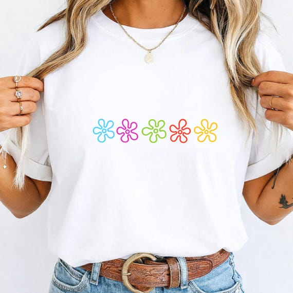 Sponge Bob Flowers Shirt, Funny Cartoon T-Shirt, Sponge Bob Fan Gift, 90s Nostalgia Tshirt, Gift for Her, Funny 90s Cartoon Tee,Giftformom
