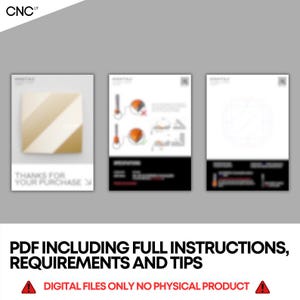 May include: Three digital product pages with instructions and diagrams. The first page has a gold and white diagonal pattern and the text "THANKS FOR YOUR PURCHASE". The second page shows diagrams and the word "OPERATION". The third page has a diagram. The text at the bottom says "PDF INCLUDING FULL INSTRUCTIONS, REQUIREMENTS AND TIPS".