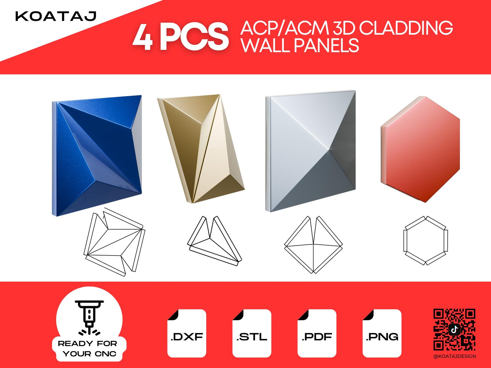 Cnc 3D Panel Design Pack – .dxf & .stl Files for ACP/ACM Cladding, Wall ...