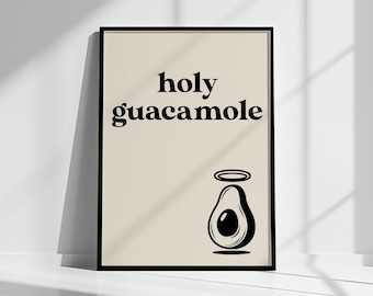 Lámina con juego de palabras sobre el guacamole - Divertido póster para la pared de la cocina con juegos de palabras sobre comida.