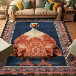 Bold Artistic Bird Themed Area Rug, Luxury Oriental Style Carpet for Modern and Boho Homes, Whimsical Artistic Bird Rug, Perfect for Bedroom