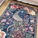 Navy Peacock Floral Area Rug, Peacock Bird Rug With Pink Roses - Etsy