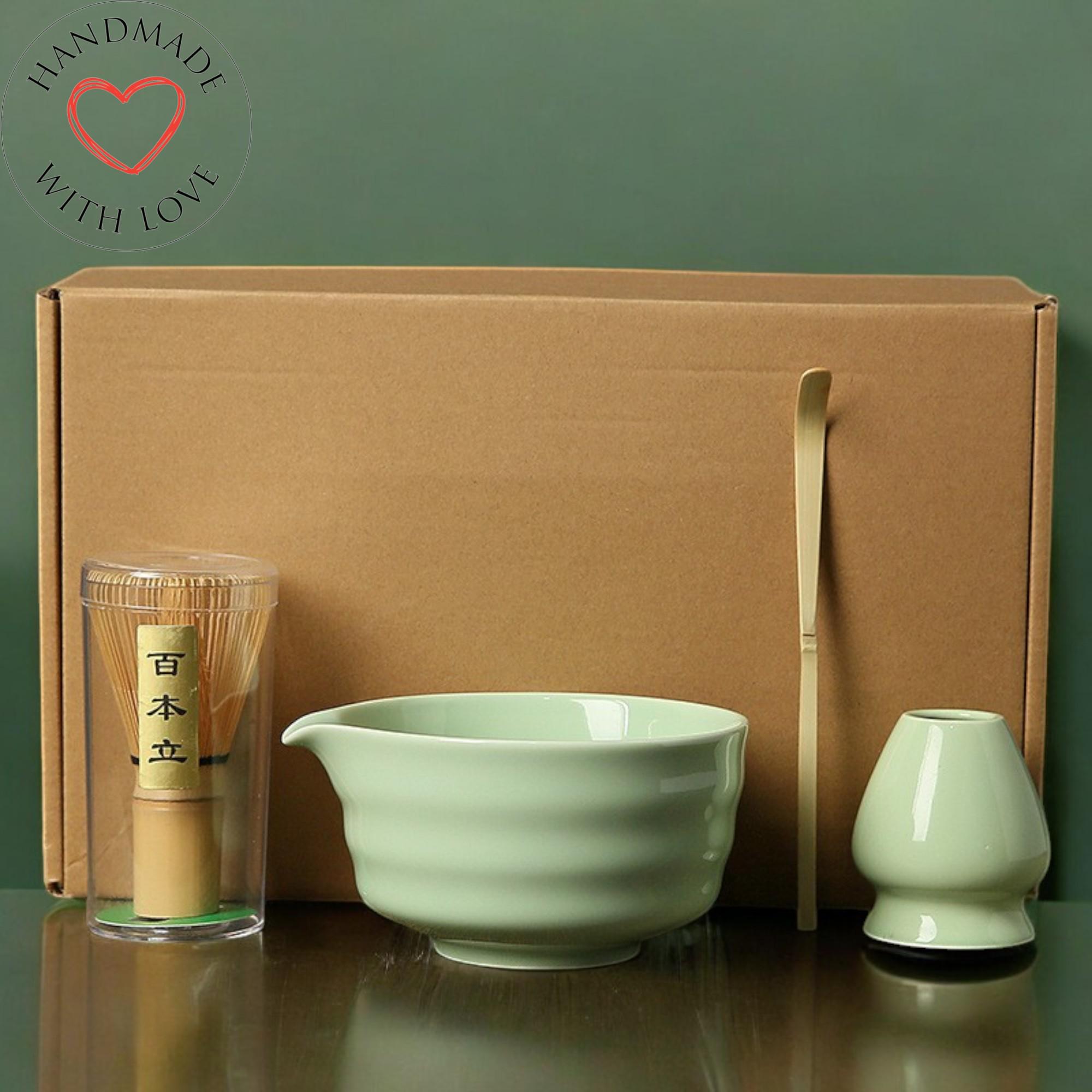 Premium Matcha Set – Keramikschale Mit Ausgießer, Bambus-Schneebesen & Schaufel, 500 Ml