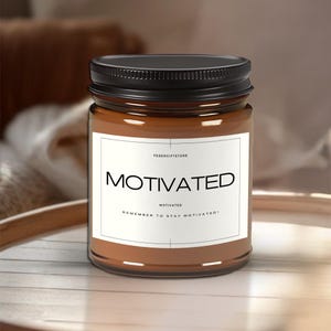 Motivated, Amber Jar Candle - Scented Soy Candle (Multi-Size, Amber Jar)