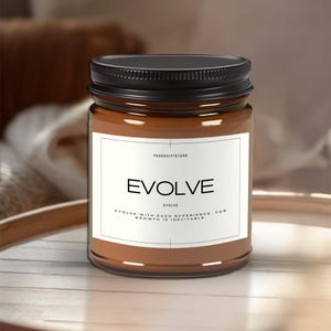 Evolve, Amber Jar Candle - Scented Soy Candle (Multi-Size, Amber Jar)