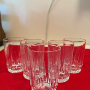 VTG 5-piece ARTIC clear vertical wedge cut juice glasses stand at 3.5&quot; tall Manufacture in France by Arcoroc France