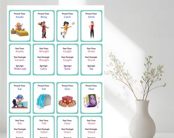 Tarjetas didácticas de verbos irregulares en inglés: Tarjetas de estudio de gramática para estudiantes de inglés como segunda lengua (PDF)