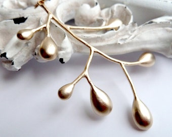 Large Gold plated twig earrings - CLEARANCE