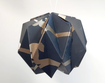 Grey and Gold modern paper folded Christmas baubles - set of 2