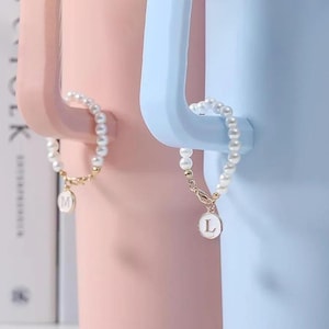 Accesorio para vaso con cadena de perlas y letras de Stanley Cup, asa para taza de agua, accesorios para Stanley, regalos personalizados con nombre inicial para ella, regalo para jefe