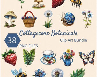Cottagecore Garden Clip Art Bundle: Wildflower PNG (Digital Download)