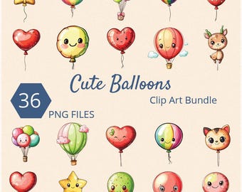 Balloons Clip Art Bundle, PNG, Babyshower Balloons (Digital Download)