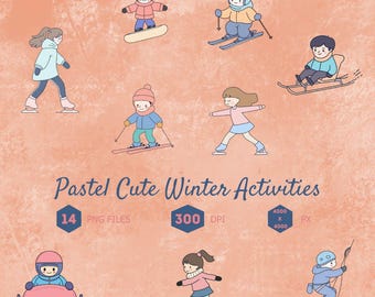 Pastel Winter Sports Clipart Bundle (Digital Download)