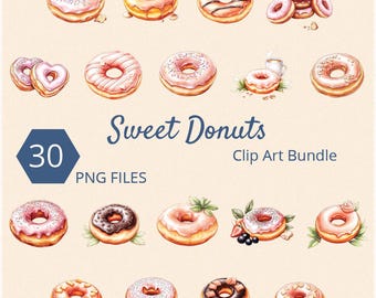 Donuts Clip Art Bundle: Sweet PNG Graphics (Digital Download)